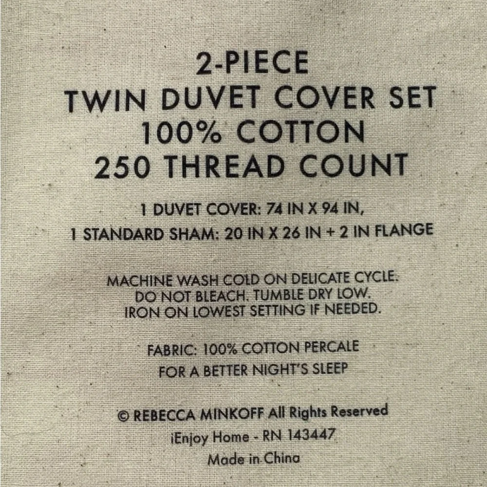 NEW- Size Twin Rebecca Minkoff Tie-Dye Stripe Duvet & Sham Cover Set Pink/White
